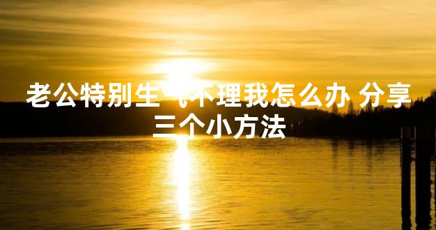 老公特别生气不理我怎么办 分享三个小方法